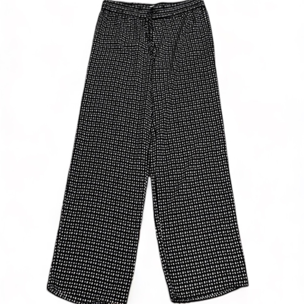 Loft Black Dotted | Elastic Waist | Tie Waist | Wide Legs Size XS WORN ONCE